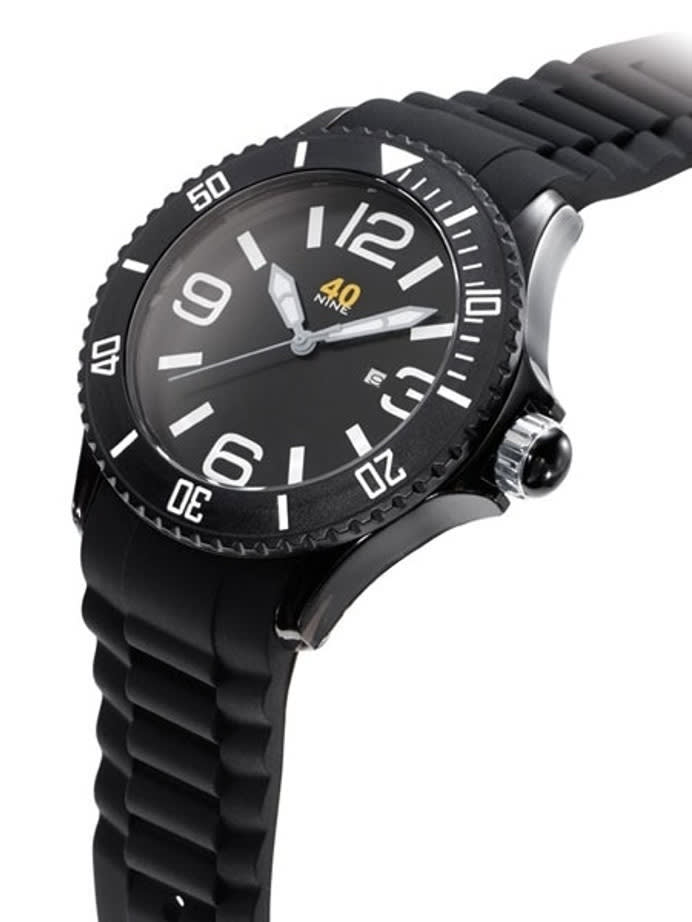 40Nine Black Plastic 46mm Case with Black Silicone Rubber Strap #40NINE02-BLACK3