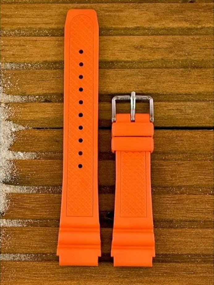 Squale 1521 OEM 20mm Orange Natural Rubber Dive Watch Strap #1521-OR