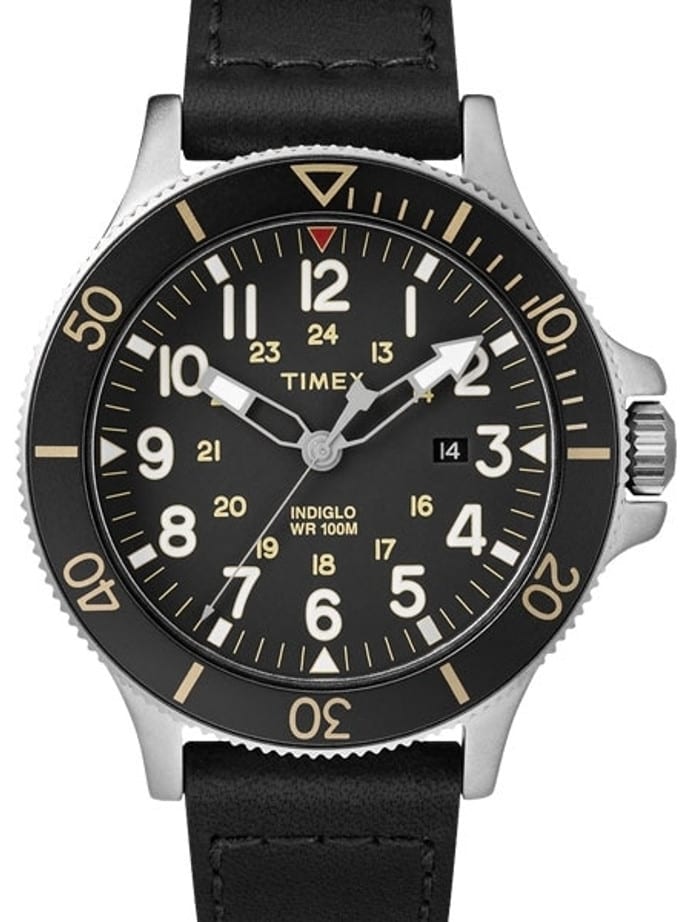Timex 43mm Allied Coastline Quartz Watch with Black Dial and INDIGLO Night-Light #TW2R45800VQ