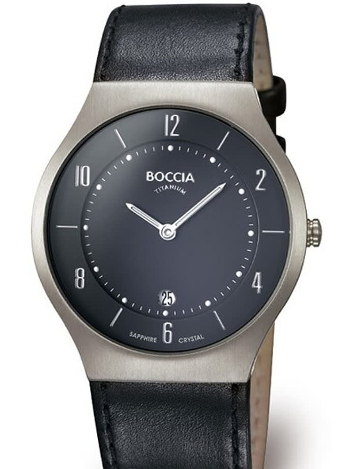 Boccia Mens Thin Quartz Dress Watch with 38mm Titanium Case and Sapphire Crystal #3559-02