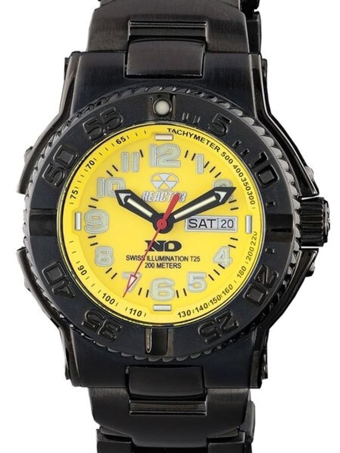 Reactor Trident 200 Meter Dive Watch with Never Dark Illumination, Black SS Case #59507
