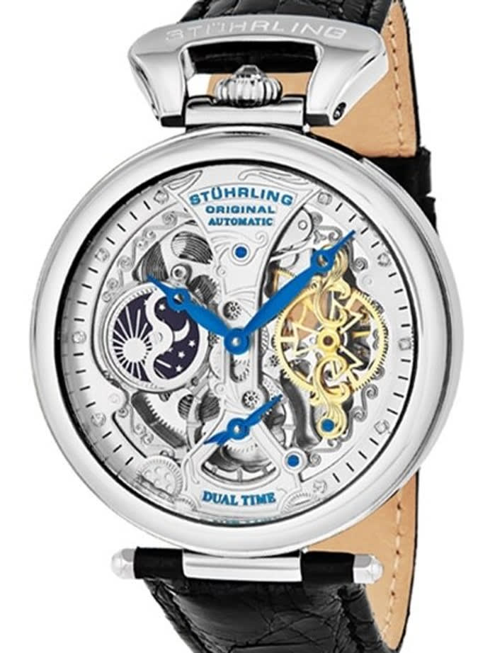 Stuhrling Emperor Grand Automatic Dual Time Watch with Diamond Hour Markers #127A2.33152