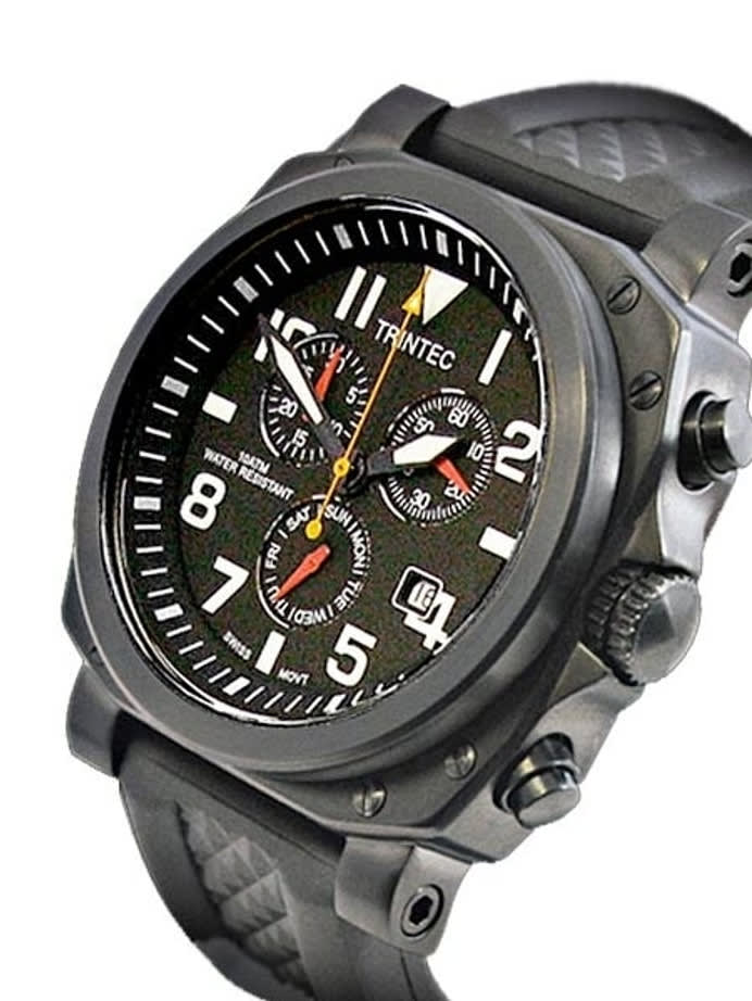 Trintec Zulu-05 Chronograph, with Square Black PVD Case ZULU-05-CH