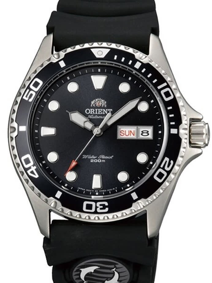 Scratch and Dent - Orient Ray II Black Dial Automatic Dive Watch with Rubber Dive Strap  #AA02007B