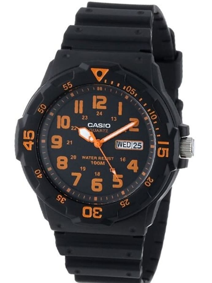Scratch and Dent - Casio Black Resin Quartz Analog Diver-Style Watch with Rotating Bezel #MRW-200H-4B