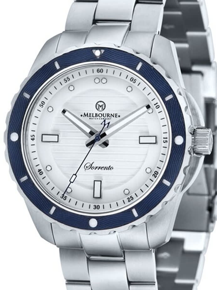 Melbourne Sorrento 200 Meter Automatic Dive Watch with White Dial, Blue Bezel #SO.42.A.3HN.03