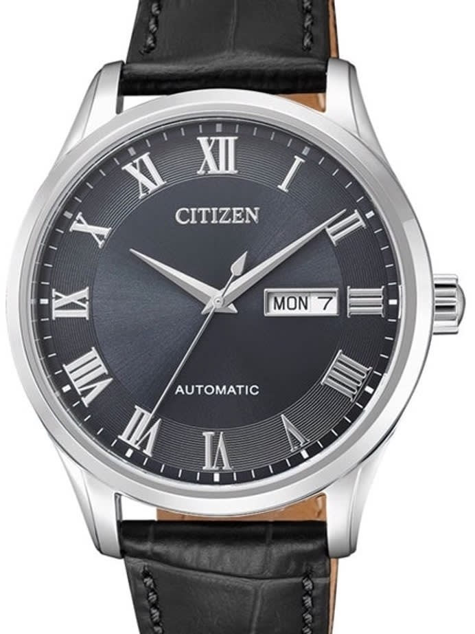 Citizen Automatic Grey Dial Watch with Grey Leather Strap #NH8360-12H