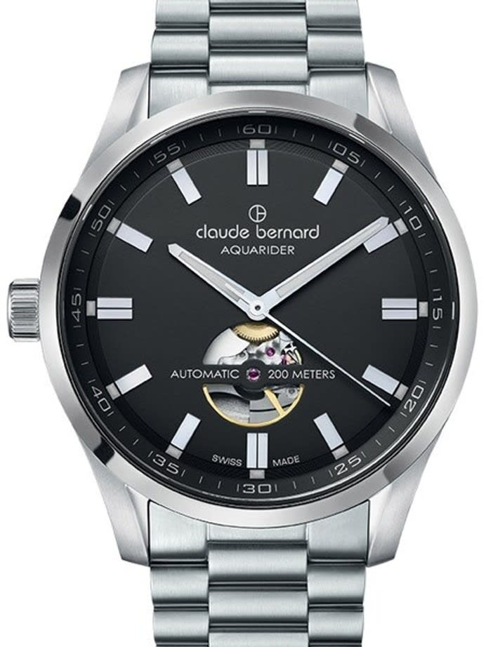 Claude Bernard Swiss Made Automatic Open-Heart Aquarider Watch #85026-3M-NV