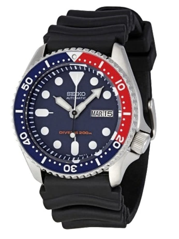 Seiko Automatic Dive Watch with Offset Crown and Rubber Dive Strap #SKX009K1