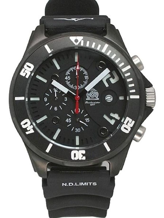 Tauchmeister T0218 Black PVD Chronograph Watch with Silicon Dive Strap