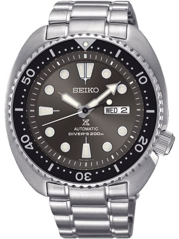 Seiko Turtle Prospex Automatic Dive Watch with Radiant Grey Dial and Stainless Steel Bracelet #SRPC23J1