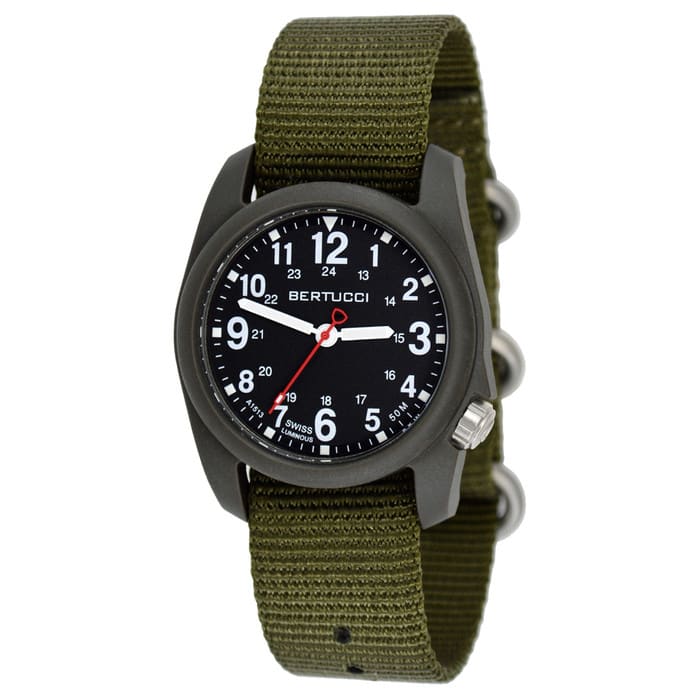 brunt ブラント firsttimeファーストタイム OD オリーブ Bertucci DX3 Field Resin Watch, Olive Green Nylon Strap, Black