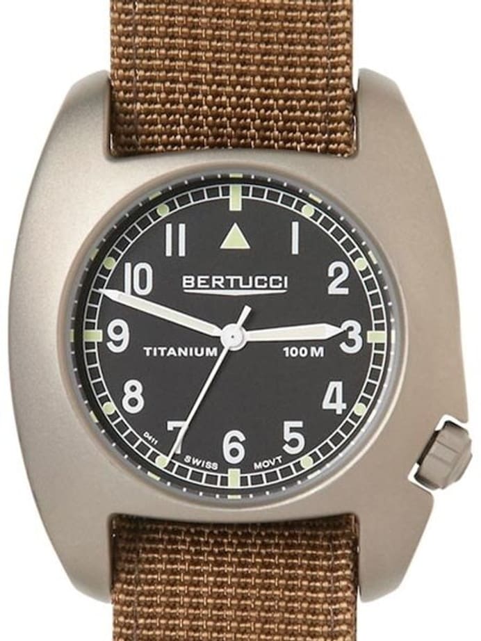 Bertucci D-1T Titanium Field Watch with Brown Nylon Strap #17006