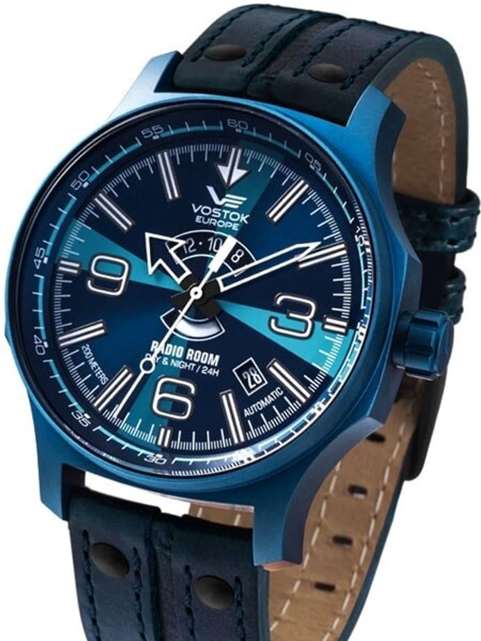 Vostok-Europe Radio Room, 32-Jewel Automatic Watch with Blue Case and Dial #595D533