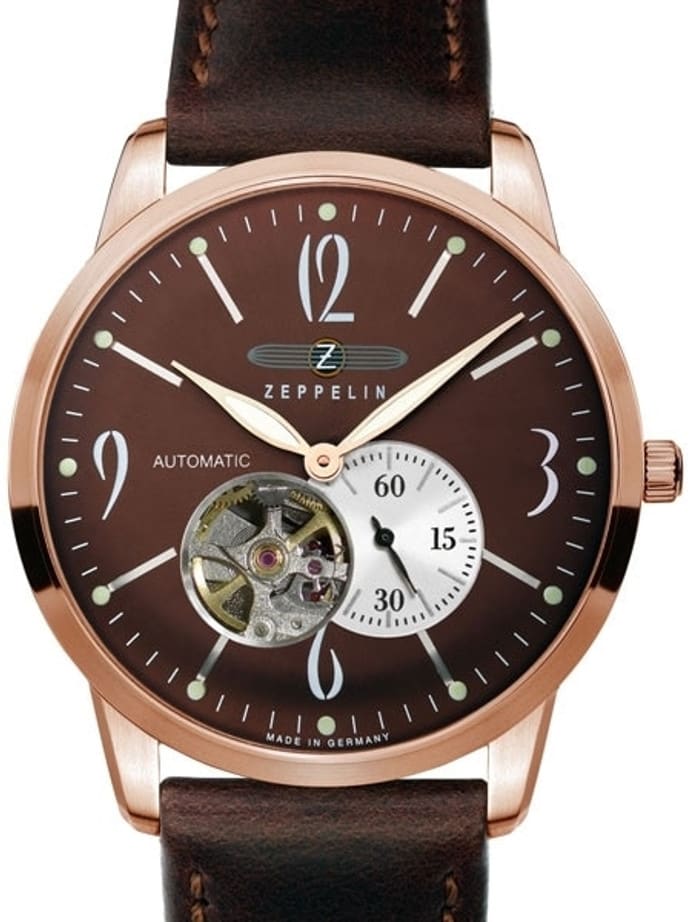 Graf Zeppelin Flatline Automatic Open-Heart Watch with Small Seconds #7362-5
