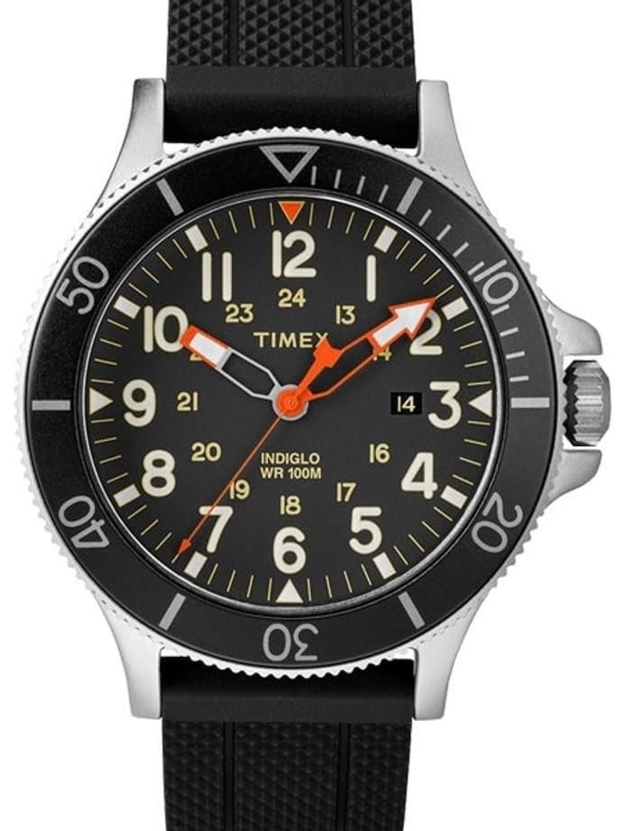 Timex 43mm Allied Coastline Quartz Watch with Black Dial and INDIGLO Night-Light #TW2R60600VQ