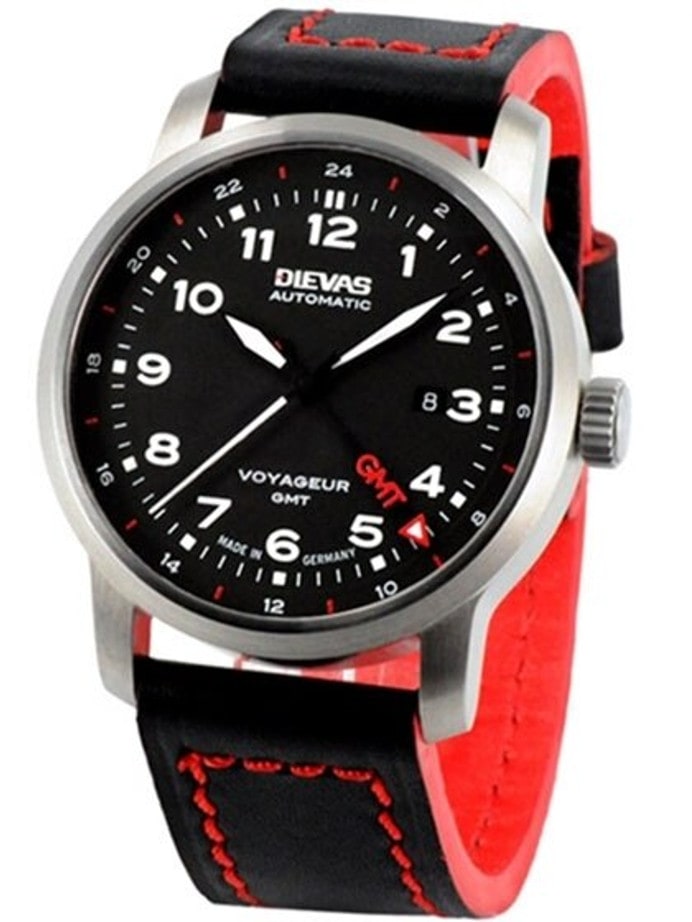 DIEVAS German Made Voyageur GMT Dual Time Watch with Swiss ETA 2893-2