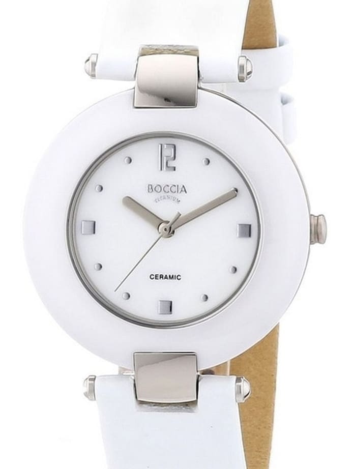 Boccia Ladies Quartz Watch with Titanium and White Ceramic Case #3190-01