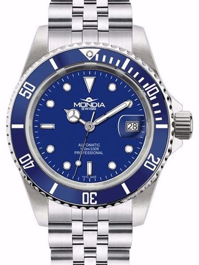 Mondia Swiss Automatic Dive Watch with Blue Dial #MS-216-SSBL-BL-GCM