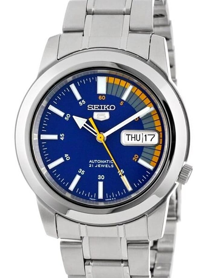 Seiko 5 Automatic Blue Dial Watch with Stainless Steel Bracelet #SNKK27