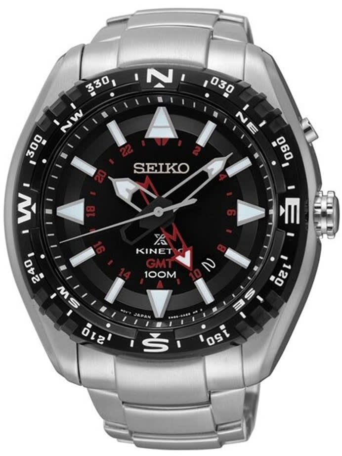 Seiko Prospex GMT Kinetic Watch with 45.6mm case, luminous hands
