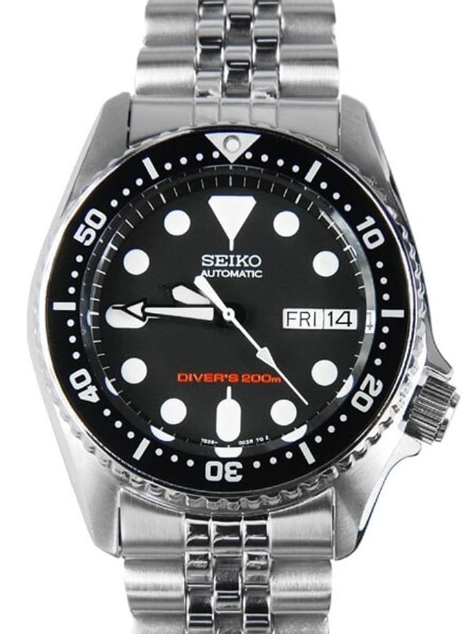 SCRATCH AND DENT - Seiko Black Automatic Dive Watch with Stainless Steel Bracelet #SKX013K2