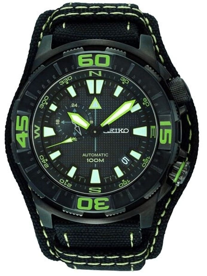 Seiko Superior Field Watch with Compass Function and 24-Hour Sub-dial #SSA059