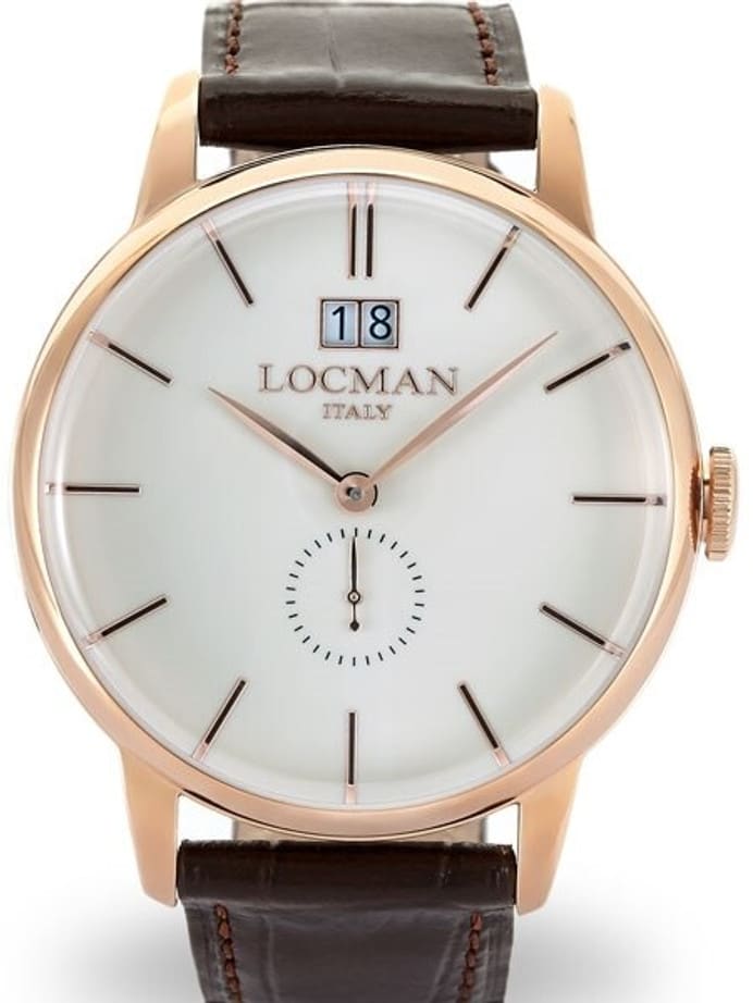 Locman 1960's Collection Big Date Quartz Dress Watch with 41mm Case #0252V10-RGAVRGPT