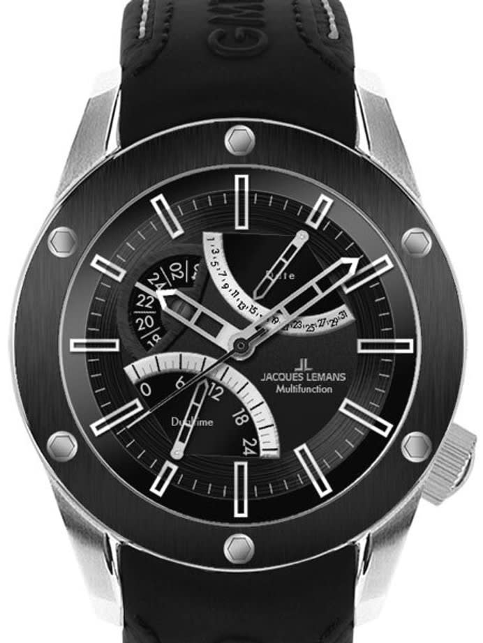 Jacques Lemans Liverpool Quartz Watch with Dual Time GMT and Pointer Date #1-1634A