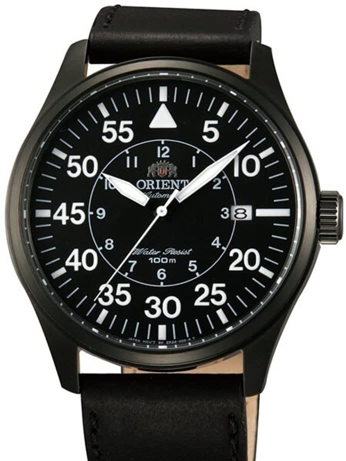 Scratch and Dent - Orient 21-Jewel Automatic Aviator Flight Watch with Black Leather Strap #ER2A001B-SND2