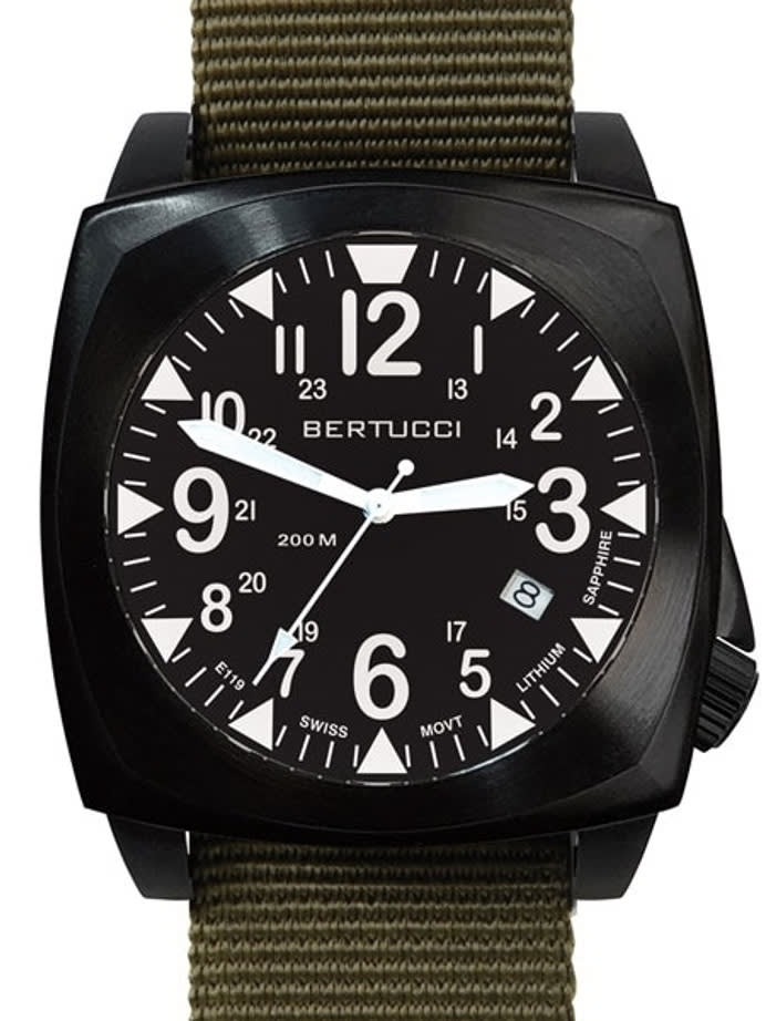 Bertucci E-1S Ballista 44mm Black Ion Field Watch with a Dome Sapphire Crystal #13601