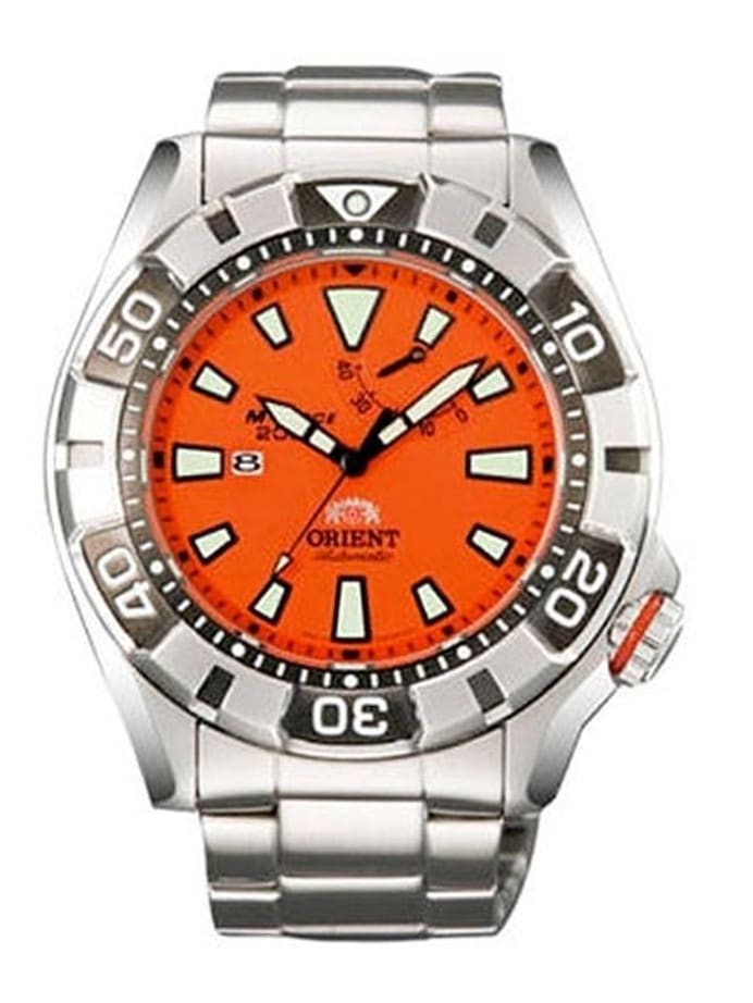 SCRATCH AND DENT Orient M-Force Automatic Orange Dive Watch with Power Reserve #SEL03002M-SND