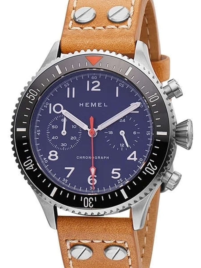 HEMEL Meca-Quartz Chronograph Watch with 60-Minute Ceramic Bezel and Sapphire Crystal #HF3NA