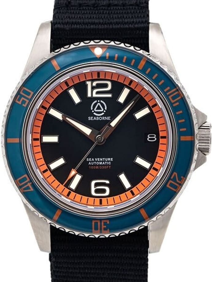Seaborne Sea Venture 100-Meter Automatic Dive Watch with a 41mm Case and an AR Sapphire Crystal #SB-SV-001-MBD