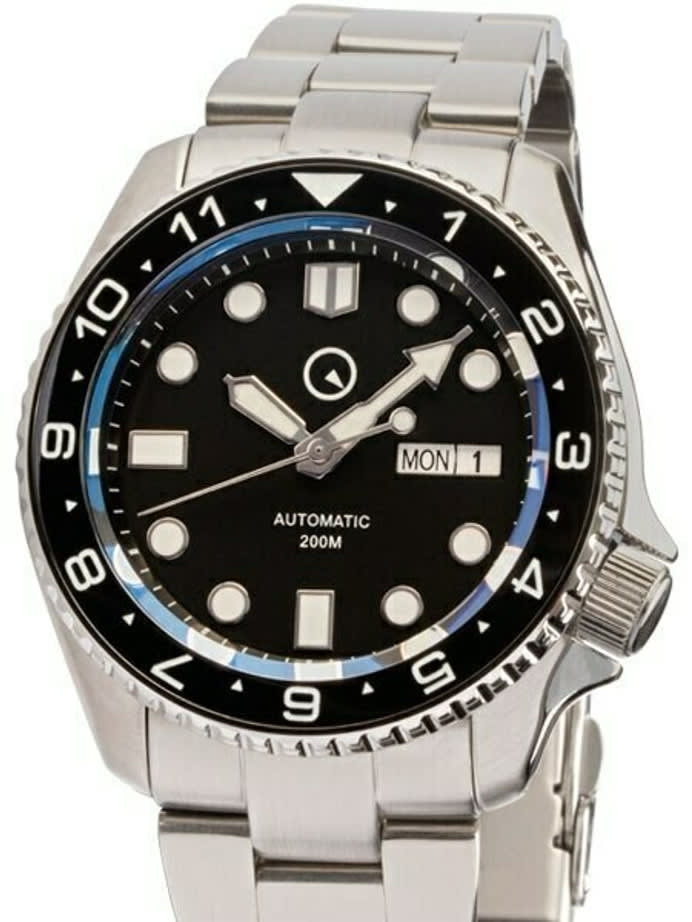 Scratch and Dent - Islander Automatic Dive Watch w AR Sapphire Crystal, Dual-Time Luminous Ceramic Bezel Insert #ISL-01
