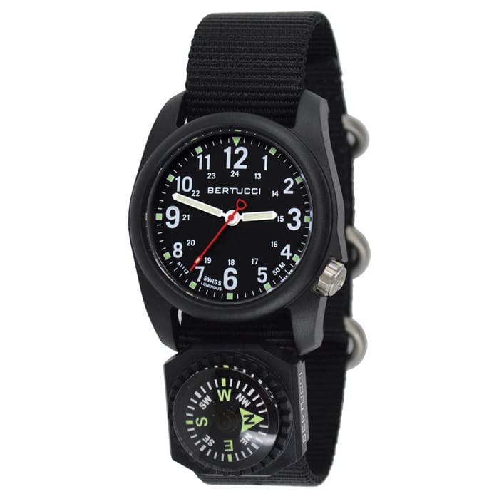 Bertucci DX3 Compass™ Field Watch with Nylon Strap, Black Dial - #11102