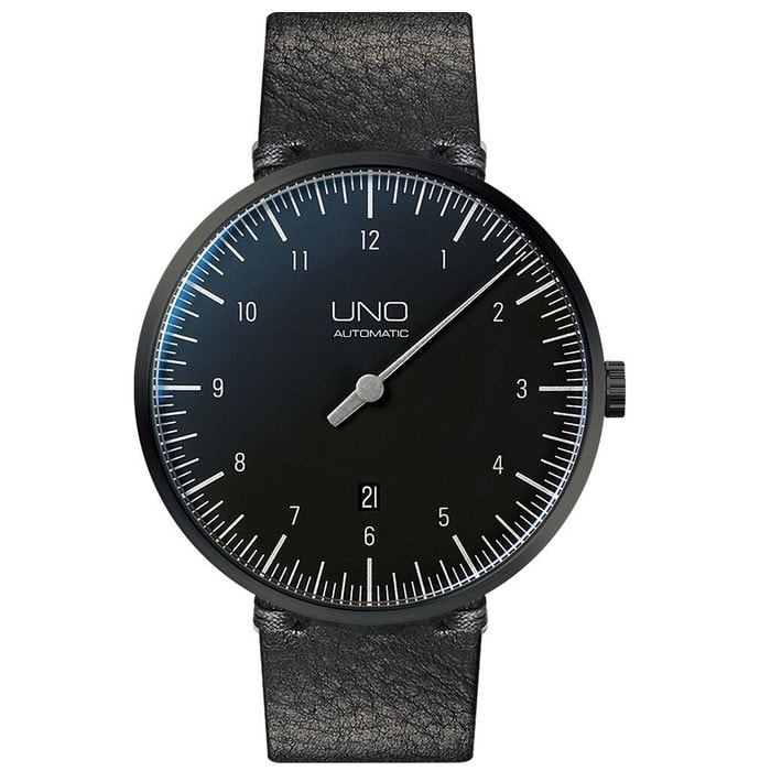 Botta UNO one hand 12-hour Swiss automatic watch with 44mm Black PVD SS case #819010BE
