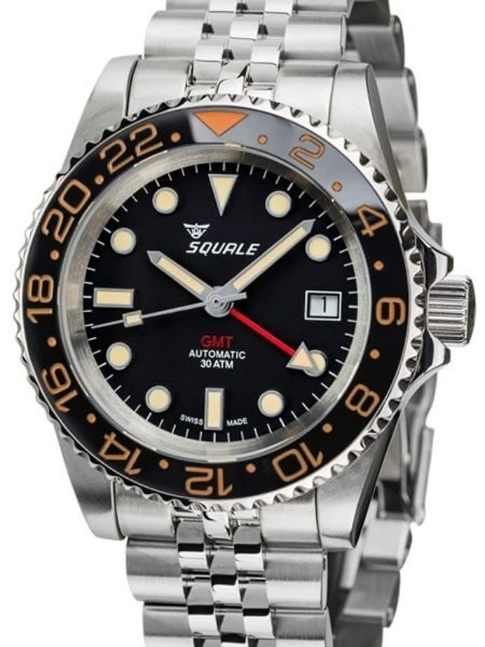 Scratch and Dent - Squale 300 meter Swiss Automatic GMT watch with Ceramic Bezel, AR Sapphire Crystal #1545GM-CER-VIN