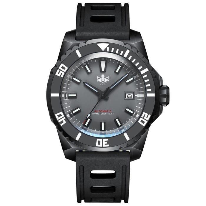 PHOIBOS Leviathan 500-Meter Automatic Dive Watch with Black DLC Case, AR Sapphire Crystal #PY032E