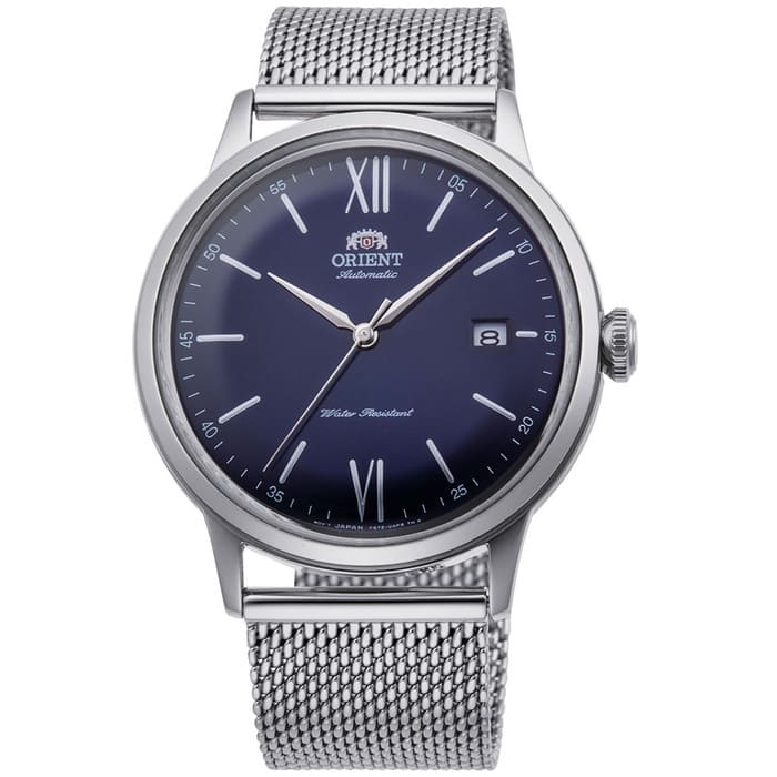 Orient Automatic Dress Watch with Blue Dial and Mesh Bracelet #RA-AC0019L10B