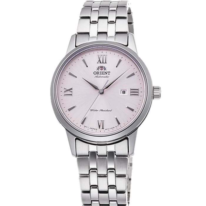 Orient 32mm Symphony Automatic Dress Watch with Faint Pink Dial, Stainless Steel Bracelet #RA-NR2002P10B