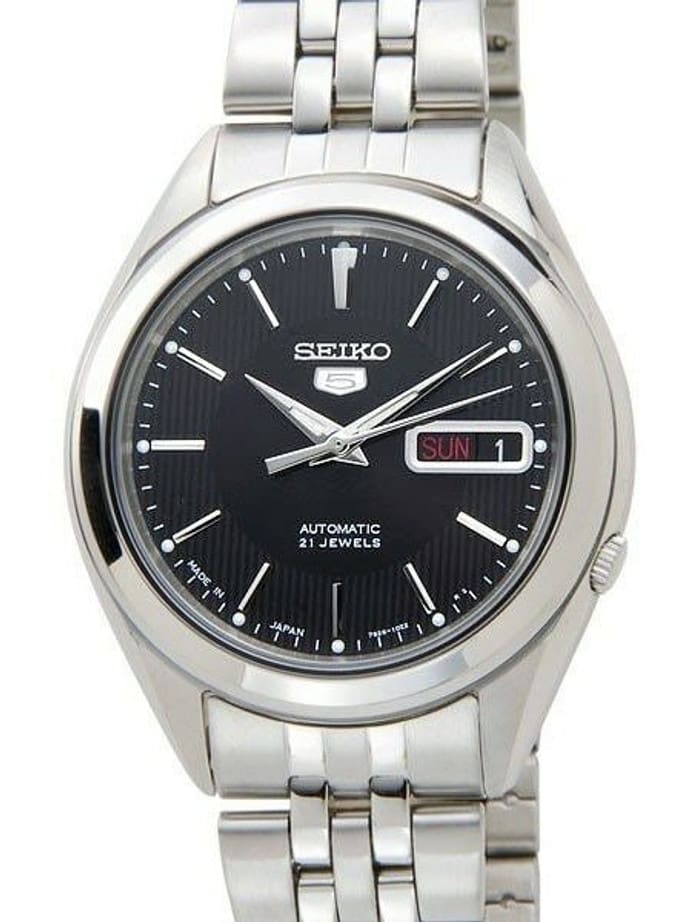 Scratch and Dent - Seiko 5 Automatic Black Dial Watch with Stainless Steel Bracelet #SNKL23J1