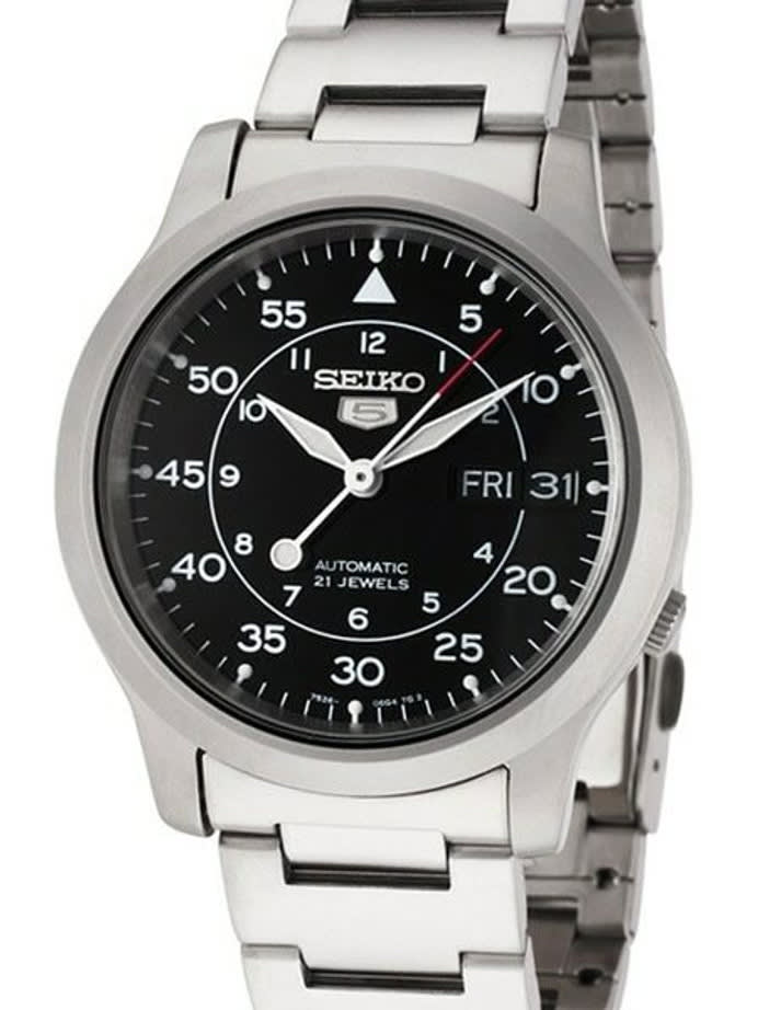 Scratch and Dent - Seiko 5 Military Black Dial Automatic Watch with Bracelet #SNK809K1