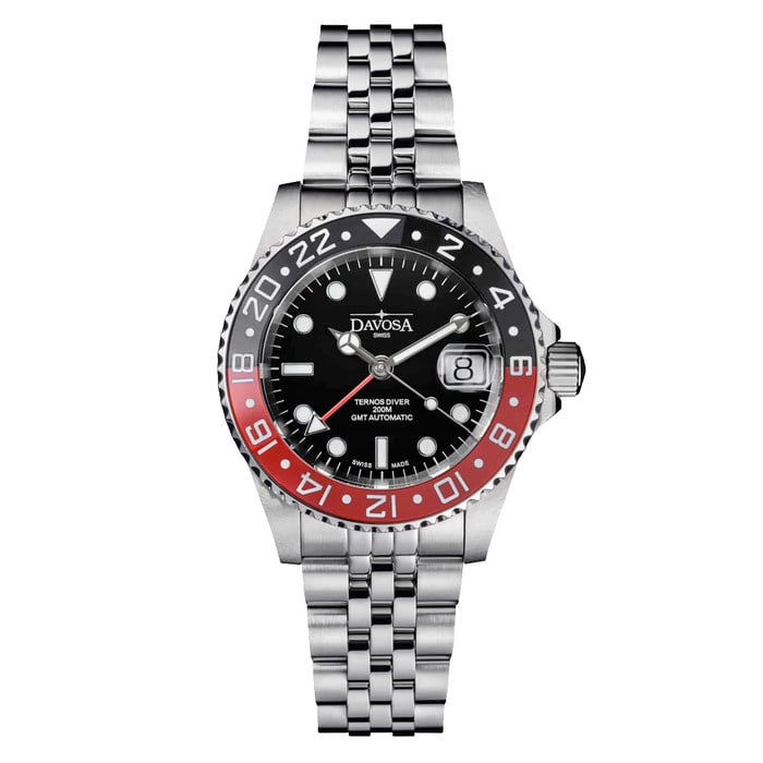 Davosa 40mm Swiss Made Ternos Ceramic GMT Automatic with Coke Bezel and Pentalink Bracelet #16159009