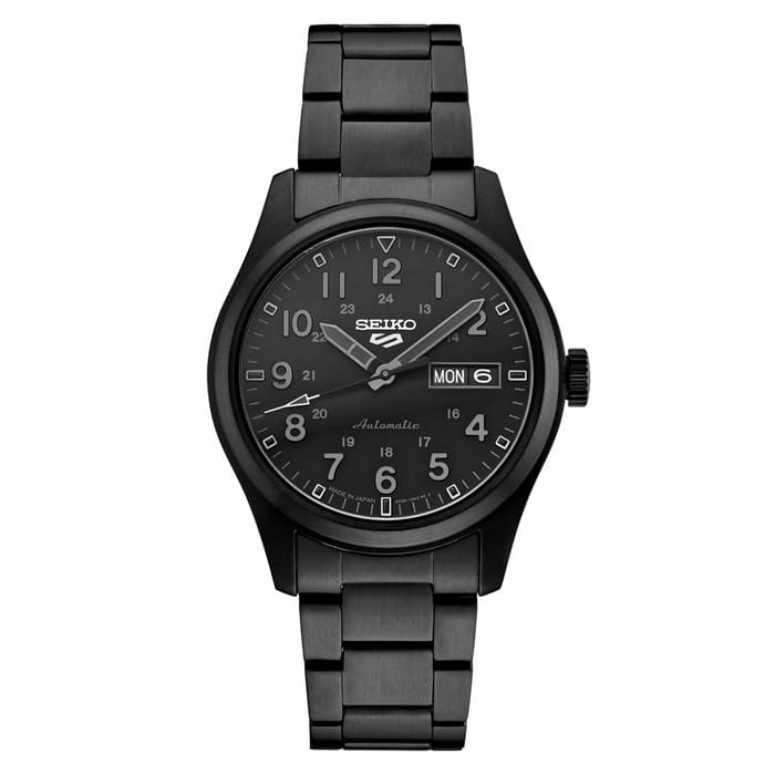 Seiko 5 Sports Field Watch in Stealth Black on Bracelet #SRPJ09