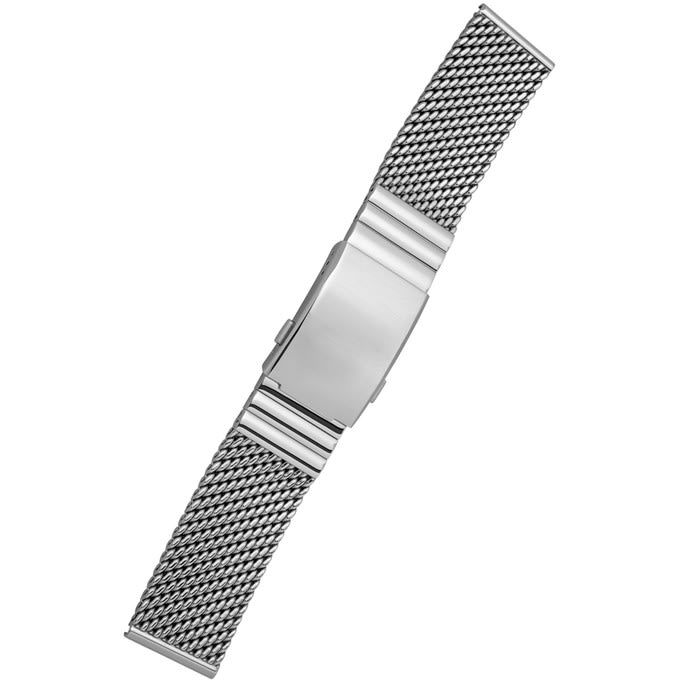 STAIB Polished Finish Heavy Mesh Bracelet with Diver Extension Buckle (20mm) #202125