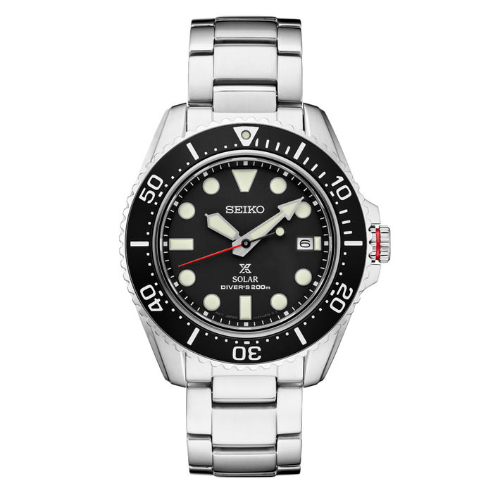 Seiko Prospex Solar Dive Watch with Sapphire Crystal and Black Dial #SNE589