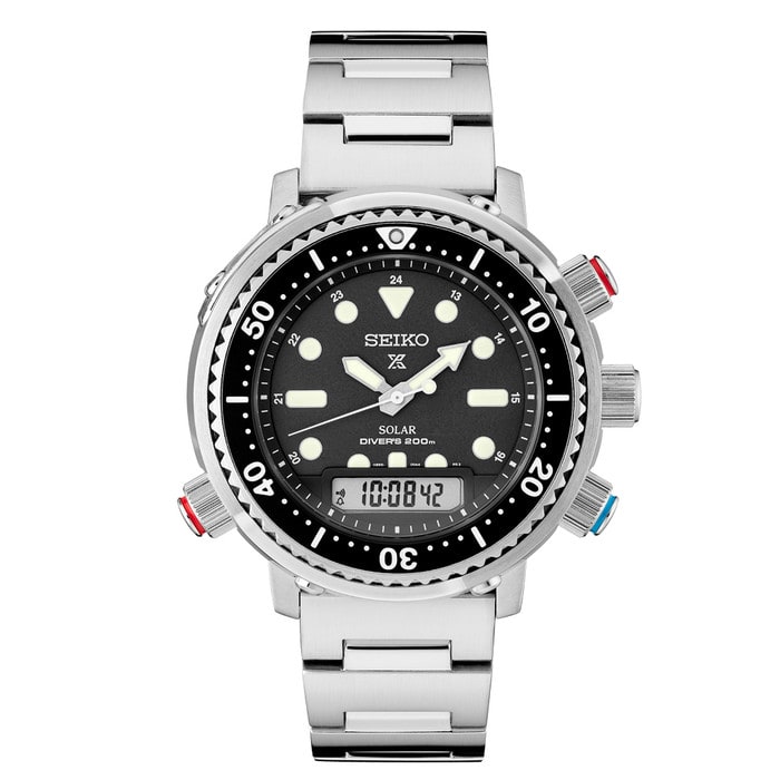 Seiko Prospex Solar Analog-Digital Dive Watch with Depth Meter, Water Temp and Dive Log Functions #SNJ033