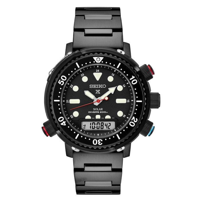 Seiko Prospex Limited Edition Black Analog-Digital Dive Watch Depth Meter, Water Temp and Dive Log Functions #SNJ037