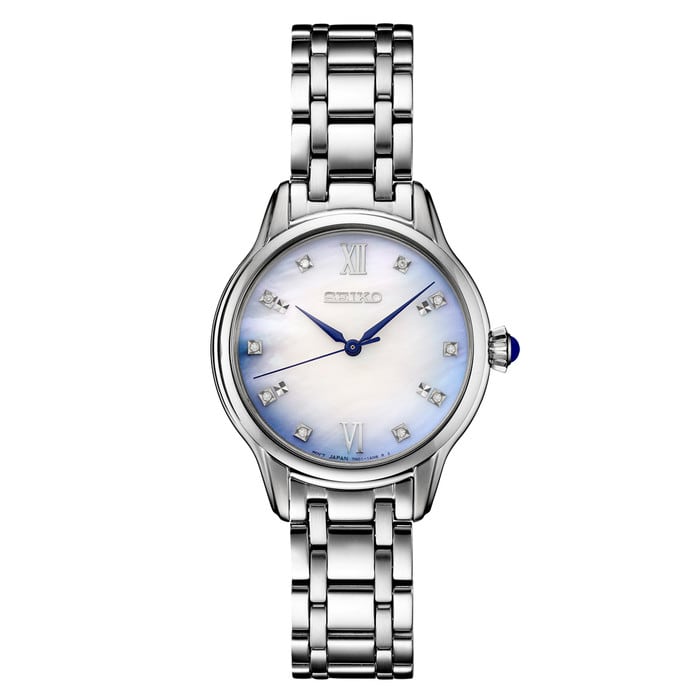 Seiko Diamonds Blue Mother of Pearl Quartz Dress Watch with Sapphire Crystal #SRZ539